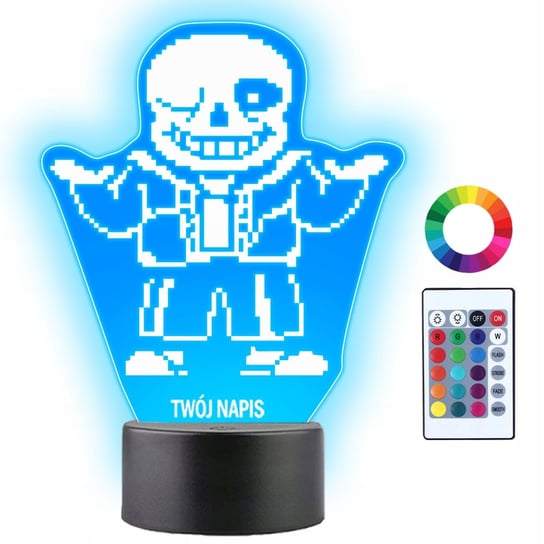 Lampka Nocna LED 3D Undertale W.D Gaster Sans Prezent Twój Napis Grawer Plexido