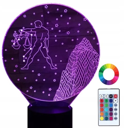 Lampka Nocna LED 3D Waga Znak Zodiaku Grawer Plexido