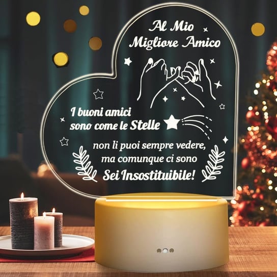 Lampka Nocna LED Aonveki - Idealny Prezent dla Przyjaciela napis po włosku NIKCORP