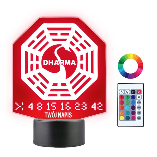 Lampka Nocna Logo Organizacja Dharma Zagubieni Twój Napis Grawer 3D LED Plexido