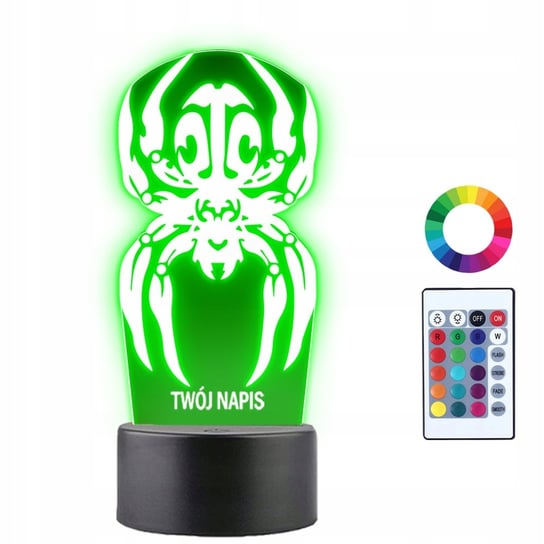 Lampka Nocna Pająk Podłużny Zwierzę Prezent Twój Napis Grawer Imię 3D LED Plexido