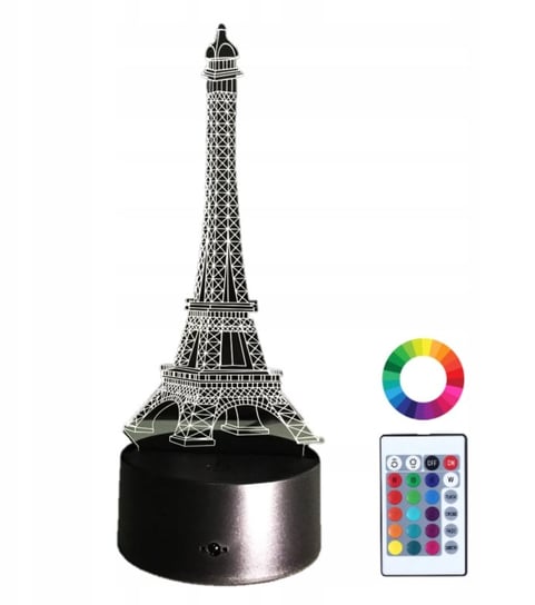 Lampka Nocna Paryż Wieża EIFFLA 3D Led Grawer Imię Plexido