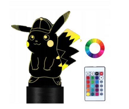 Lampka Nocna Pikachu Pokemon 3D Led Grawer Imię Plexido
