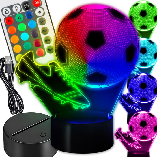 Lampka Nocna Piłka Nożna Korki dla Dzieci Piłkarza 3D LED Kolory RGB Pilot HY-01 LOGIT