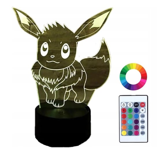 Lampka Nocna Pokemon Eevee 7 Kolor Led Imię Grawer Plexido