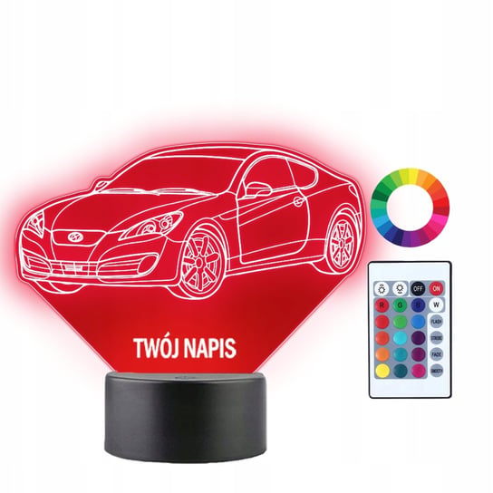 Lampka Nocna Samochód Auto Hyundai Genesis Coupe Twój Napis Prezent 3D LED Plexido