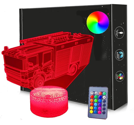 Lampka nocna STRAŻ POŻARNA TIR 3D Led USB / BATERIE + PILOT RGB Inna marka