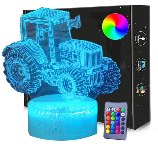 Lampka nocna TRAKTOR 3D Led USB / BATERIE + PILOT RGB Inna marka