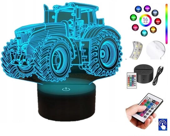Lampka Nocna Traktor Farma Ciągnik 16 Kolorów 3D Led Plexido Na Biurko Plexido