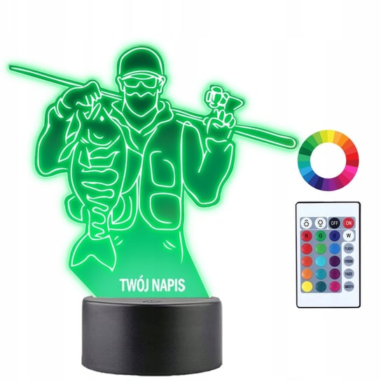 Lampka Nocna Wędkarstwo Typ Z Rybą Prezent Twój Napis Imię Grawer 3D LED Plexido