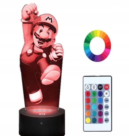 Lampka Nocna z Imieniem 3D Grawer Prezent Mario Plexido