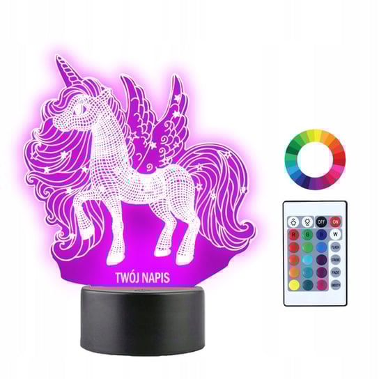 Lampka Nocna Z Imieniem 3D Led Grawer Jednorożec Plexido