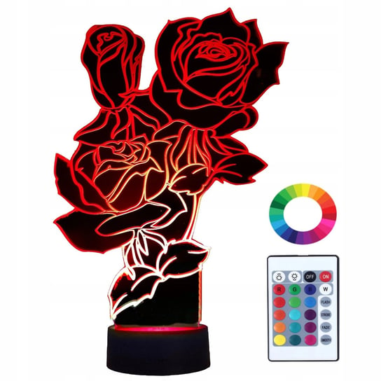 Lampka Nocna Z Imieniem Bukiet Róże 3D Led Grawer Plexido