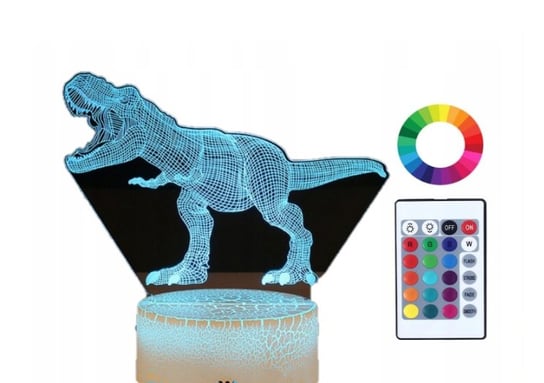 Lampka Nocna Z Imieniem Dinozaur T-Rex 3D Grawer Plexido
