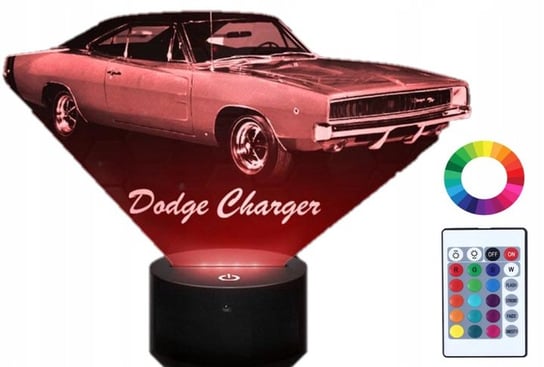 Lampka Nocna Z Imieniem Dodge Charger 3D Grawer Plexido