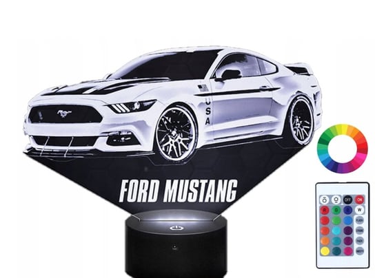 Lampka Nocna z Imieniem Ford Mustang 3D Led Grawer Plexido