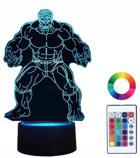 Lampka Nocna Z Imieniem Hulk Marvel 3D Led Grawer Plexido