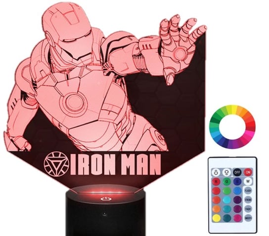 Lampka Nocna Z Imieniem Iron Man 3D Led Grawer Plexido