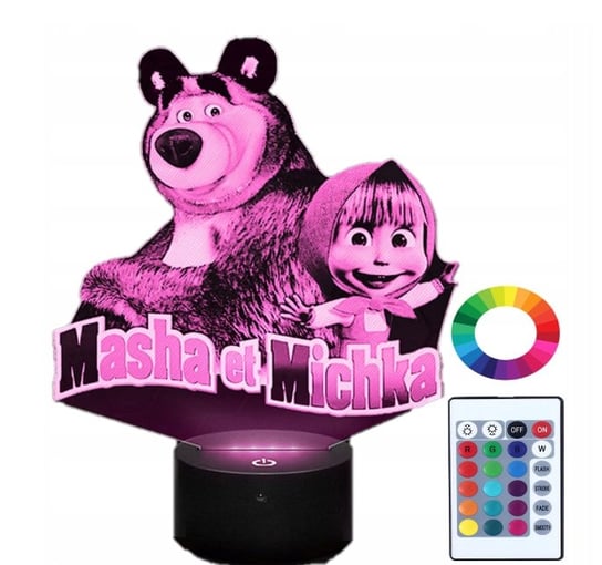 Lampka Nocna Z Imieniem Masza I Niedźwiedź 3D Led Plexido