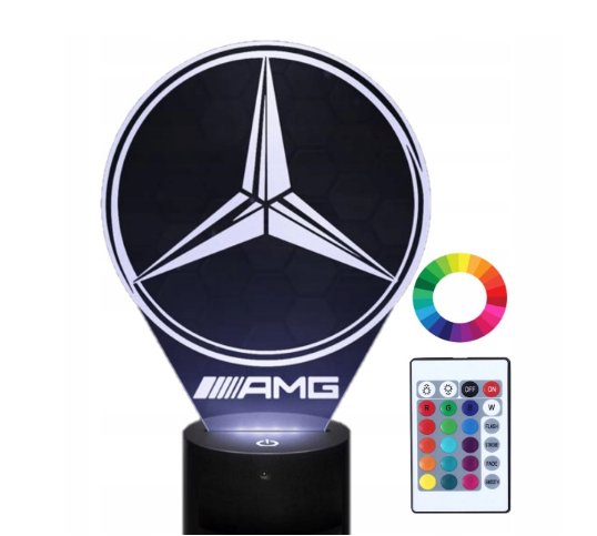 Lampka Nocna z Imieniem Mercedes AMG 3D Led Grawer Plexido