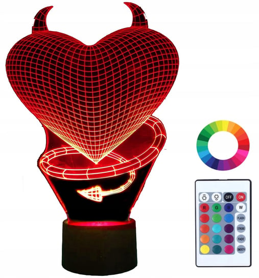 Lampka Nocna Z Imieniem Serce Rogi 3D Led Grawer Plexido