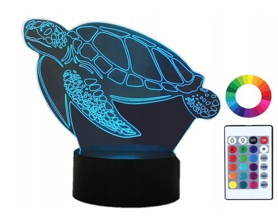 Lampka Nocna z Imieniem Żółw 3D Led Imię Grawer Plexido