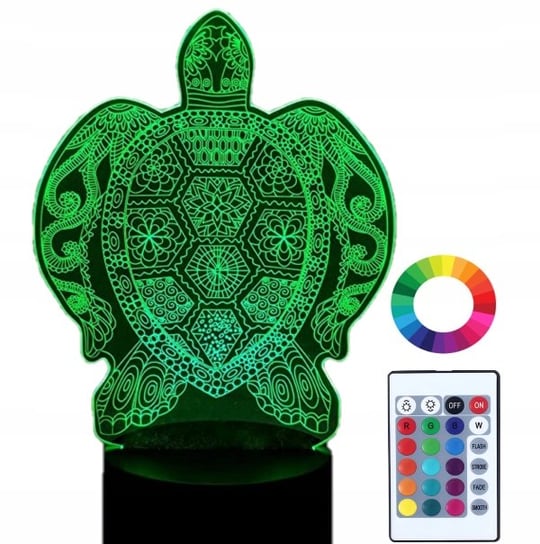 Lampka Nocna z Imieniem Żółw 3D Led Imię Grawer Plexido