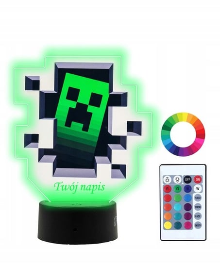 Lampka Nocna Z Nadrukiem 3D Led Minecraft Creeper Plexido