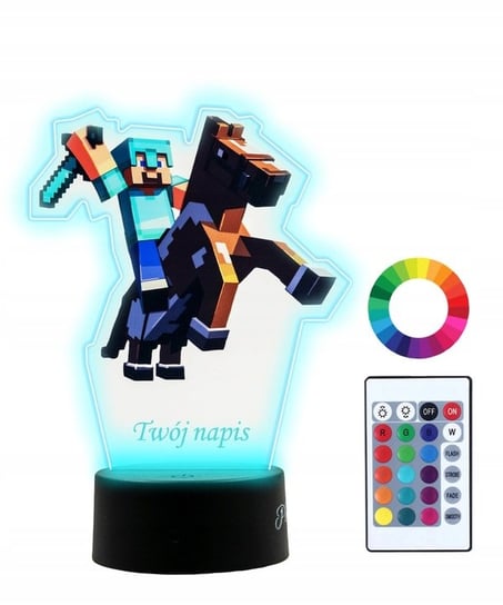 Lampka Nocna Z Nadrukiem 3D Led Minecraft Steve Plexido