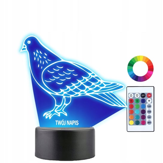 Lampka Nocna Zwierzę Ptak Gołąb Prezent Twój Napis Grawer Imię 3D LED Plexido