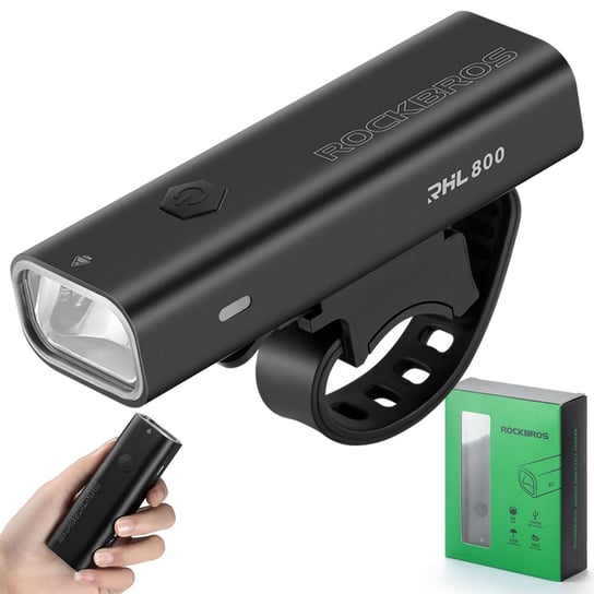 Phare Vélo RockBros 800 Lumens - Batterie 3000mAh, étanche IPX6, Lampe Cyclisme Avant Noire