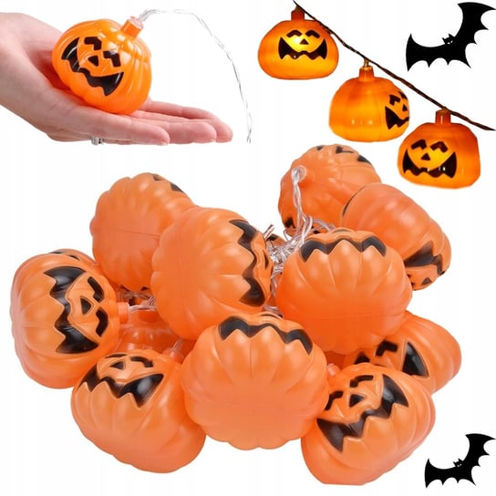 Lampki 10 Led Wiszące Dynie Halloween 200Cm Świecąca Dekoracja Ozdoba Dynia VERK GROUP
