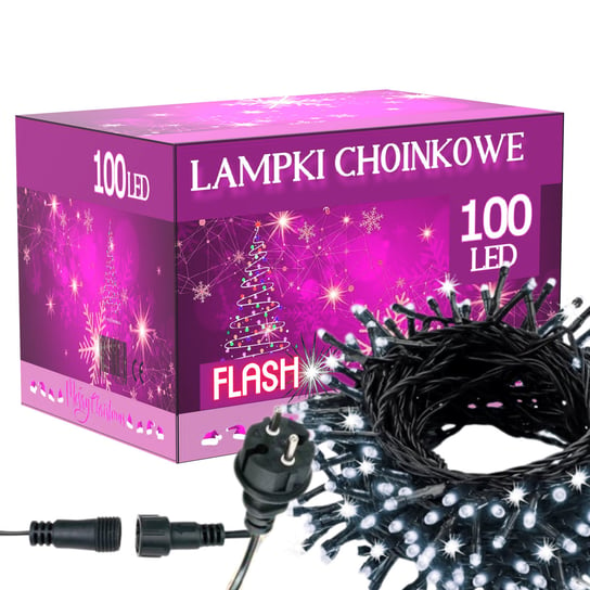 Lampki Choinkowe 100 Led Zewnętrzne Wewnętrzne Biały Zimny Flash Inna marka