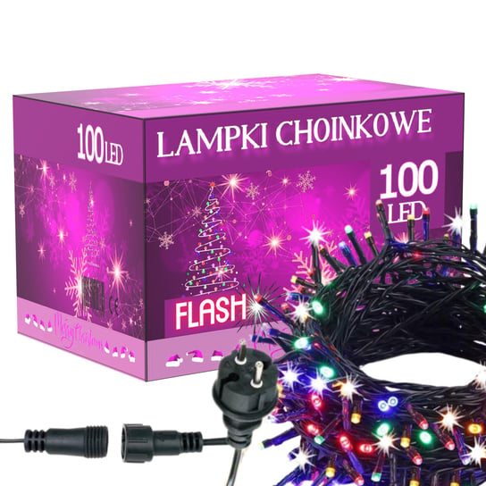 Lampki Choinkowe 100 Led Zewnętrzne Wewnętrzne Multikolor Flash Inna marka