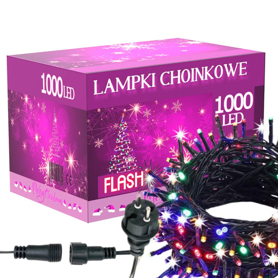 Lampki Choinkowe 1000 Led Zewnętrzne Wewnętrzne Multikolor Flash Inna marka