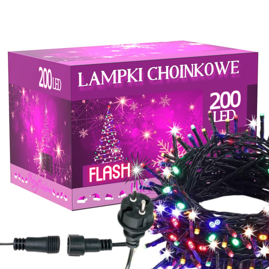 Lampki Choinkowe 200 Led Zewnętrzne Wewnętrzne Multikolor Flash Inna marka