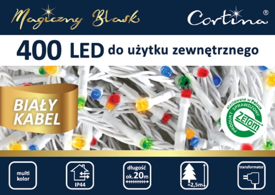 LAMPKI CHOINKOWE 400 LED BIAŁE WEWNĘTRZNE ZEWNĘTRZNE ŚWIATEŁKA ŚWIĄTECZNE CORTINA