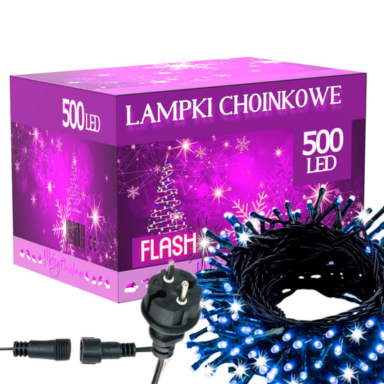 Lampki Choinkowe 500 Led Zewnętrzne Wewnętrzne Niebieskie Flash - Inna ...