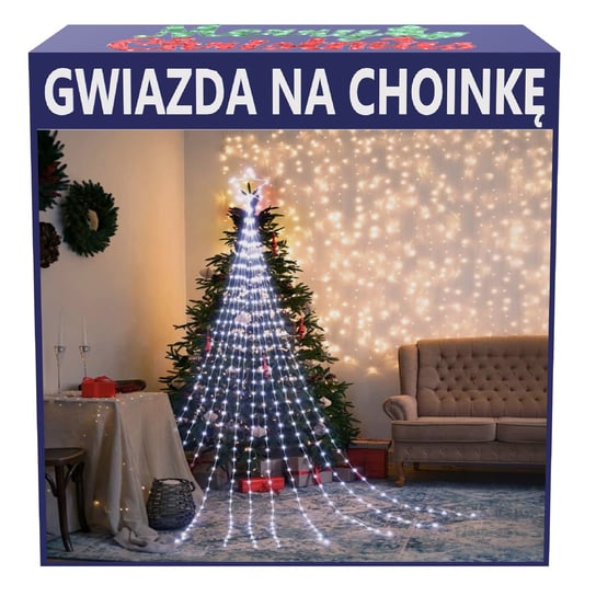 Lampki Choinkowe LED + Gwiazda Na Szczyt Choinki Zimna Biel Inna marka
