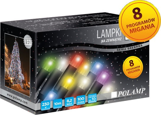 Lampki choinkowe POLAMP LED, 60 diod LED, 10 m, 1,7 W, barwa fioletowa, kabel zielony Polamp
