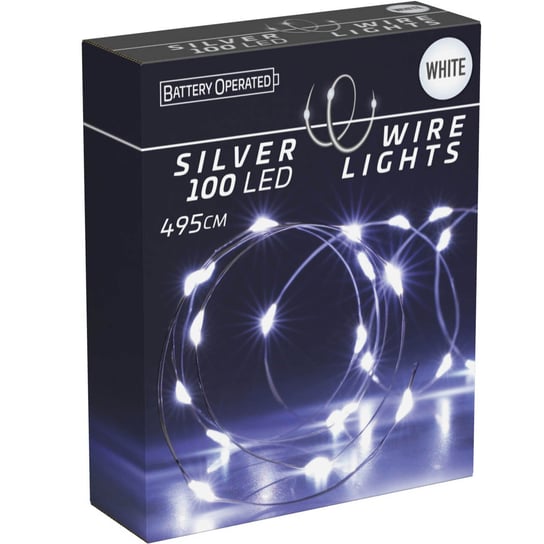 Lampki Druciki 100 Led Na Baterie Dekoracja Na Boże Narodzenie Zimna Biel 495 Cm Inna marka