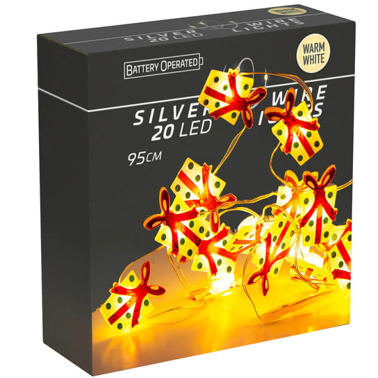 Lampki Druciki 20 Led Na Baterie Dekoracja Na Boże Narodzenie Ciepłe Białe Wzór Prezent 95 Cm Inna marka
