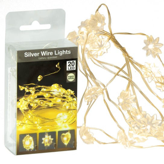 Lampki Druciki 20 Led Na Baterie Dekoracja Na Boże Narodzenie Ciepły Biały 95 Cm Kwiatki Inna marka