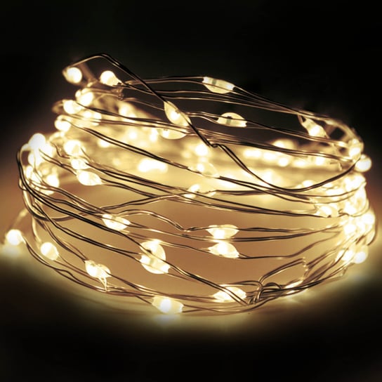 Lampki Druciki Girlanda 20 Led Ciepła Biel Na Baterie H&S Collection