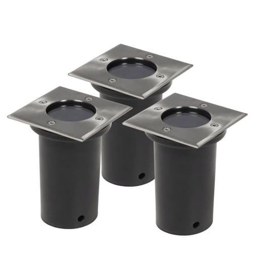 Lampki gruntowe najazdowe VIDAXL, czarne, 3xGU10, 10,5x10,5x12,5 cm, 3 szt. vidaXL
