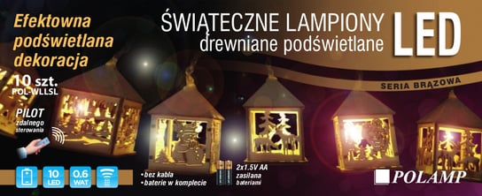 Lampki LED POLAMP drewniane lampiony, 10 diod LED, 60 cm, 0,6  W, sterowane pilotem Polamp