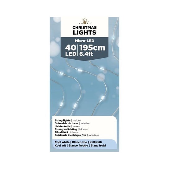 Lampki micro 40 led wewnętrzne zimny biały 195cm Inna marka