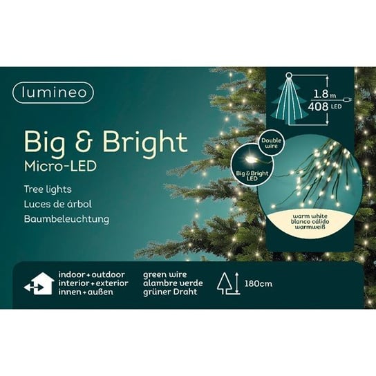 Lampki micro 408 led big zew/wew ciepły biały 1,8m Inna marka