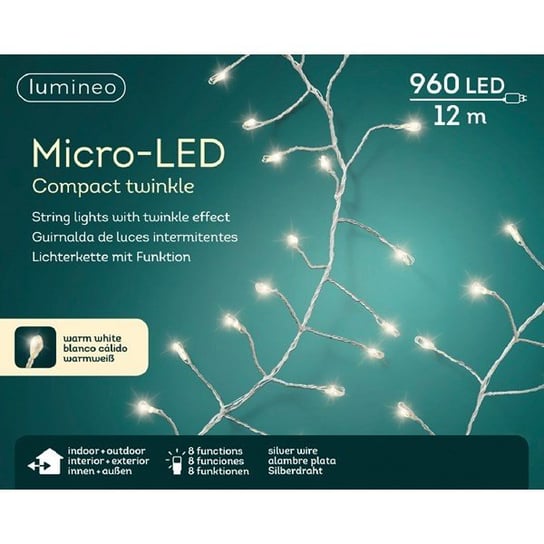 Lampki micro 960 led zew/wew ciepły biały 12m Inna marka