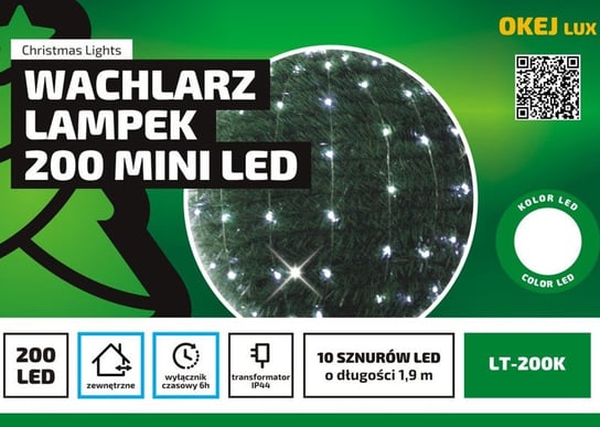 Lampki na druciku MULTIMIX, 200 LED, 10x2 m, OLT-200K/P, barwa zimna biała Multimix